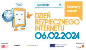 GRAFIKA Z NAPISEM DZIEŃ BEZPIECZNEGO INTERNETU 06.02.2024