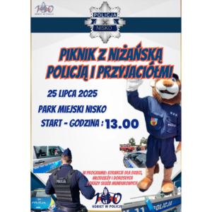 plakat zaproszenie na policyjny piknik start godzina 13.00