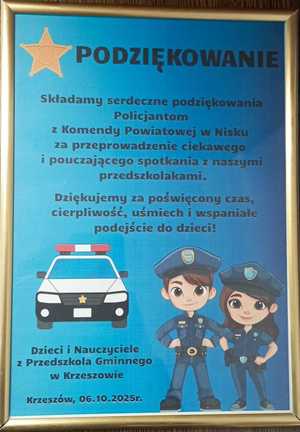 Podziękowanie dla policjantów